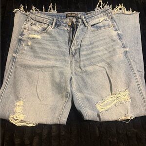 Judy Blue Light Wash Distressed High Waisted 90s straight Jean
